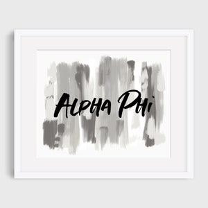 Alpha Phi Sorority Gray Printable Art Print, Alpha Phi Sorority Wall Decor, Big Little Reveal Gift, DIGITAL DOWNLOAD
