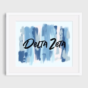 Delta Zeta Sorority Blue Printable Art Print, DZ Sorority Wall Decor, Big Little Reveal Gift, DIGITAL DOWNLOAD