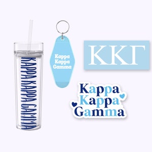 Kappa Kappa Gamma Sorority Bundle, Bid Day Bag, Big Little Reveal, KKG Tumbler Cup and Stickers, Car Decal, Water Bottle, Keychain