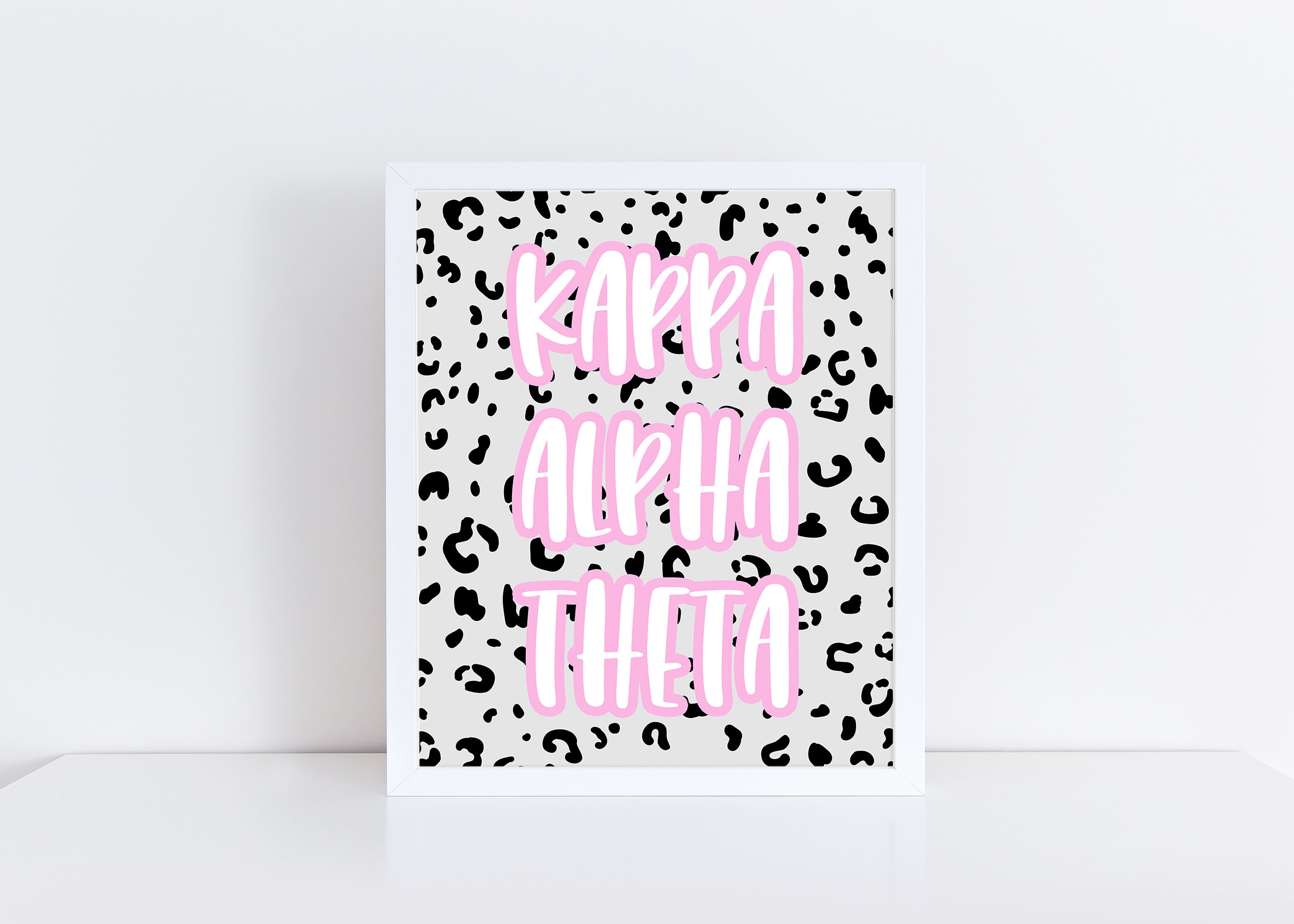 Kappa Alpha Theta Sorority Printable Leopard Art Print, KAO Sorority Wall Decor, Big Little Reveal Gift, DIGITAL DOWNLOAD