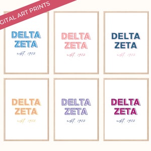 15 Delta Zeta Sorority Art Prints, College Dorm Decor Bundle, Dee Zee Poster Wall Decor Printable, DIGITAL DOWNLOAD