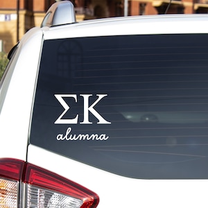 Sigma Kappa Alumna Car Decal, Sig Kap Sorority Sticker for Car Window, Senior Sorority Graduation Gift
