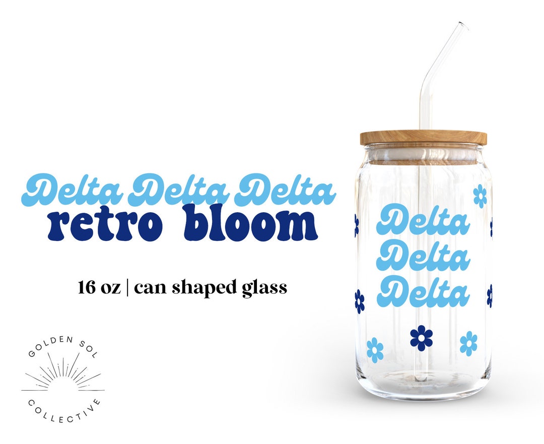 Delta Delta Delta Retro Sorority Can Shaped Glass for Iced Coffee, Tri ...