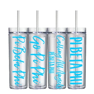 Pi Beta Phi Tumbler, Pi Phi Sorority Cup, Water Bottle Gift