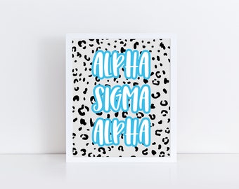 Alpha Pentagramm sorority druckbare Leopard Kunstdruck, ASA Sorority Wanddekor, großes kleines offenbaren Geschenk, DIGITALER DOWNLOAD