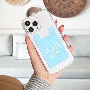Cartera telefónica de la hermandad Alpha Delta Pi, titular de la tarjeta adhesiva ADPi, gran pequeña revelación, bolsa del día de la oferta, regalo de mercadería de la hermandad