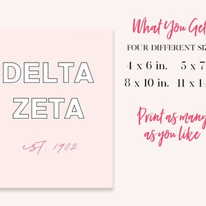 Delta Zeta Sorority Printable Art Print DZ Sorority Wall - Etsy