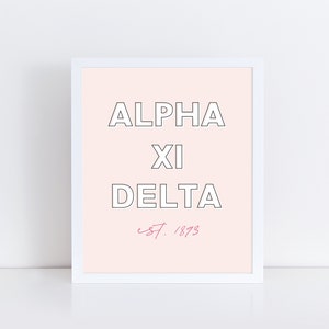 Alpha Xi Delta Sorority Printable Art Print, AXID Sorority Wall Decor, Big Little Reveal Gift, DIGITAL DOWNLOAD