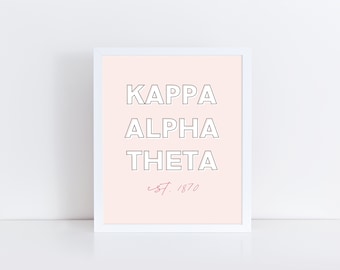 Kappa Alpha Theta Sorority Printable Art Print, KAO Sorority Wall Decor, Big Little Reveal Gift, DIGITAL DOWNLOAD