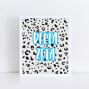 Delta Zeta Sorority Printable Leopard Art Print, DZ Sorority Wall Decor, Big Little Reveal Gift, DIGITAL DOWNLOAD