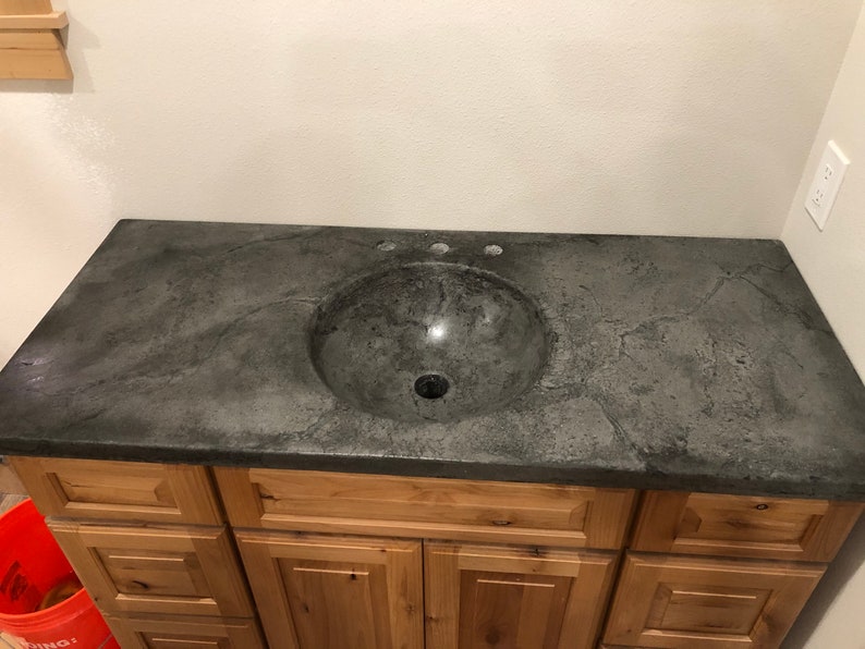 Concrete Vanity Top With Integrated Ramp Sink and Slot Drain. Etsy