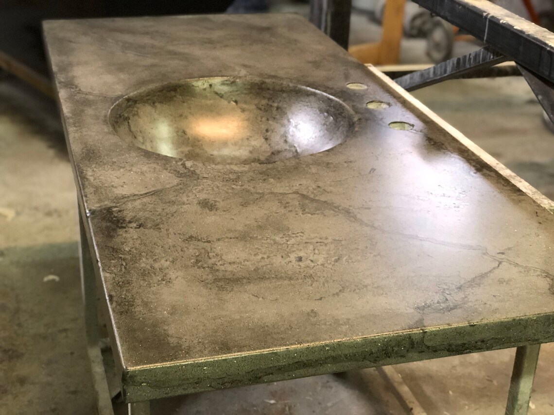 Concrete Vanity Top With Integrated Ramp Sink and Slot Drain. Etsy