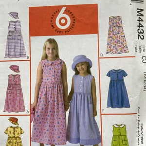 Children's Dress & Hat Pattern McCall's M4432 Sizes 10-14 Vintage
