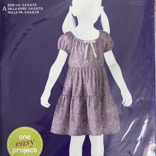 Girls' Dress Pattern Easy Short Sleeve Peasant Dress Simplicity Sew Simple C2019