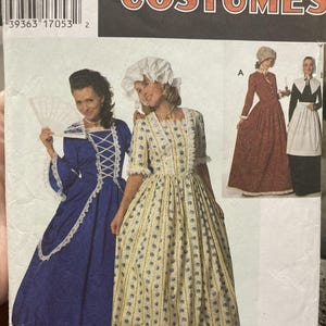 Ladies&#39; Costume Pattern Simplicity 9713 Prairie Puritan Centennial 18th and 19th Century Vintage Costumes Sizes 4, 6, 8