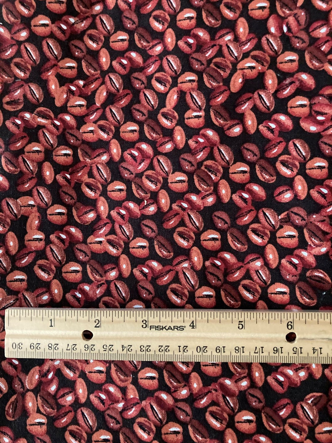 Coffee Bean Fabric Brown Black Quilting Fabric by the 1/2 Yard Etsy