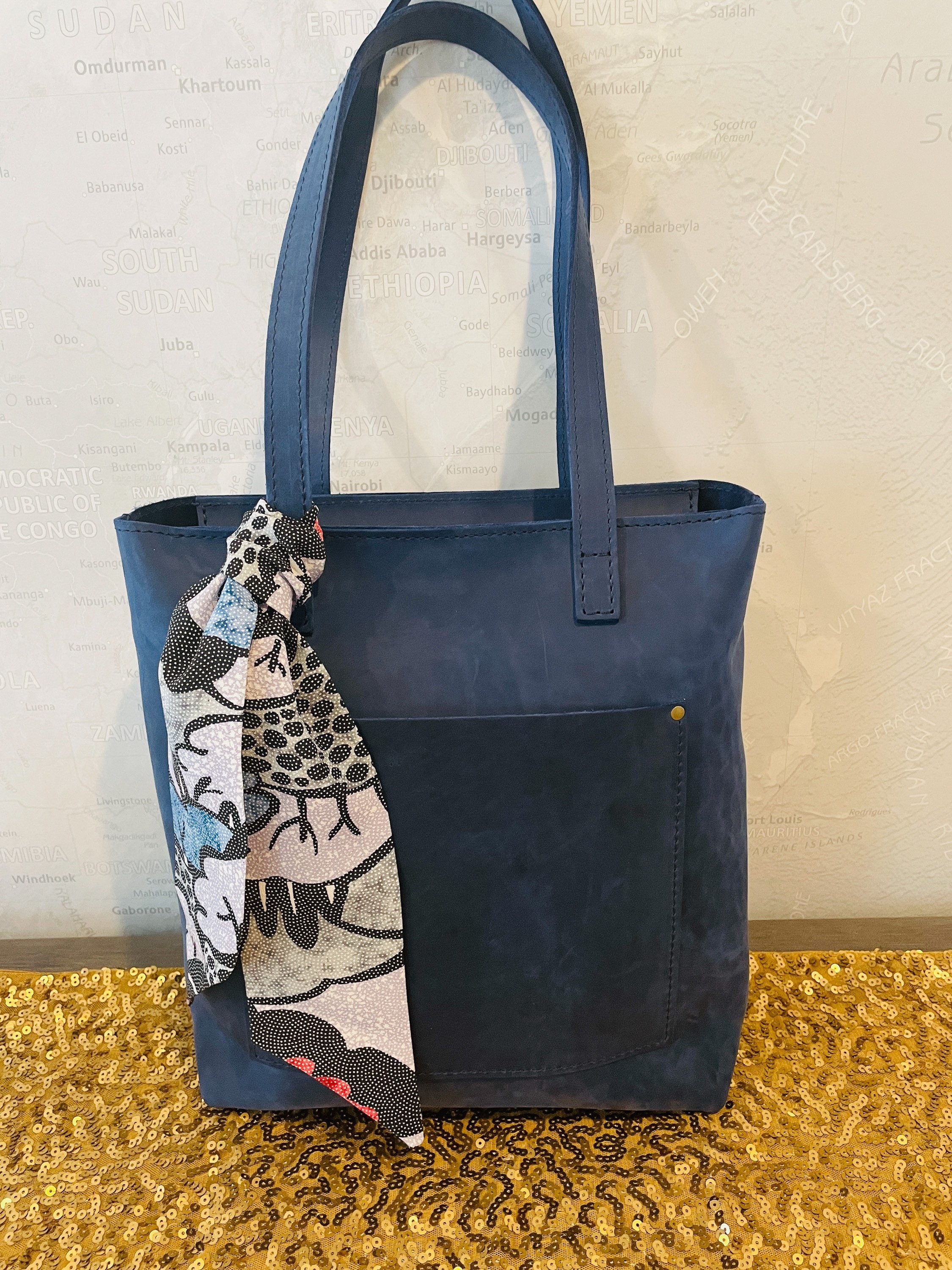 Blue and White Handbag - Etsy