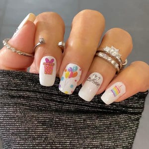 Happy Birthday Glitter 100% Nail Polish Strips