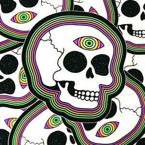 Psychedelic Skull Sticker| Vinyl Sticker| Waterproof Sticker| Laptop Sticker| Water Bottle Sticker| Die-Cut Sticker|