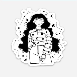Astrology Girl Sticker| Vinyl Sticker| Waterproof Sticker| Laptop Sticker| Water Bottle Sticker| Die-Cut Sticker