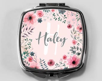 personalized compact mirror, personalized compact, compact mirror, custom bridesmaid gift, custom compact, purse mirror, pocket mirror