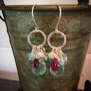 Blue quartz and sterling silver dangle earrings