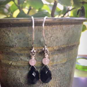 Onyx and sterling silver dangle earrings