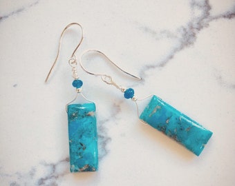 Turquoise and sterling silver dangle earrings