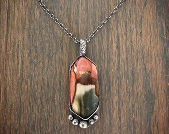 Polychrome jasper pendant necklace