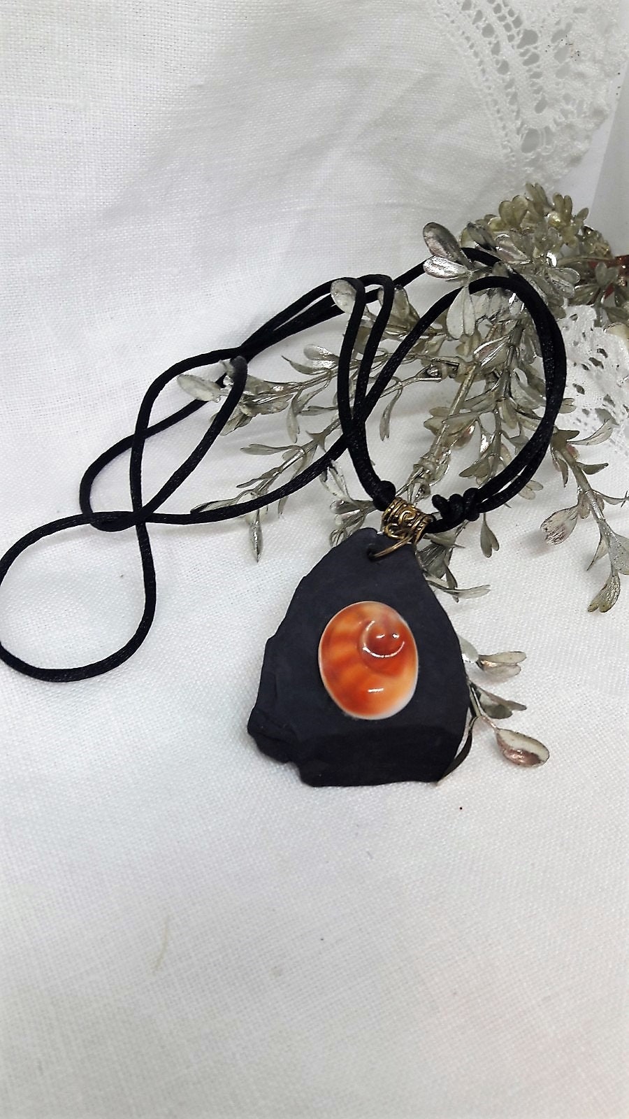 Orange Shell Pendant / Saint Lucy's Eye 