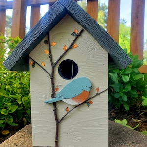 Handmade and Painted Wood Birdhouse Copper Accentsreal - Etsy