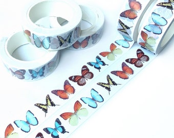 Butterfly washi tape, Pastel colours, 10m x 15mm, Butterfly aesthetic tape, Scrapbooking supply, Journalling supplies, Card making