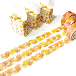 10m Maple leaf washi tape, Autumn leaves, Journaling supplies, Garden planner, Scrapbooking supplies, Botanical washi tape, Bullet journal