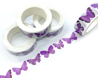 Purple butterfly washi tape, Lilac butterflies, 10m x 15mm, Mauve aesthetic tape, Scrapbooking supply, Journalling supplies, Card making