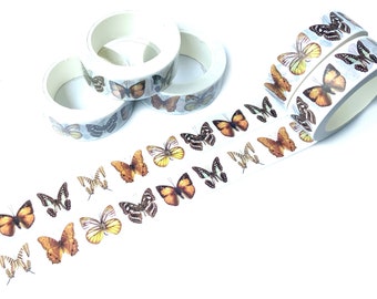 Butterfly washi tape, Natural colours, Butterflies aesthetic tape, Scrapbooking supply, Journalling supplies, Card making