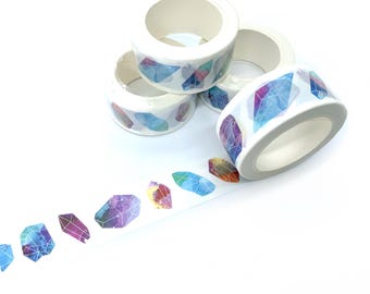 Crystals washi tape, Crystal gemstone illustration masking tape, 10m x 2cm, Scrapbooking supply, Journalling supplies, Card making