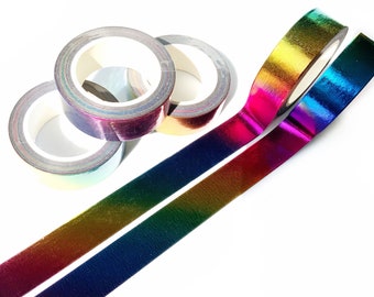 Rainbow shimmer washi tape, Sparkle washi, Journaling supplies, Garden planner, Scrapbooking supplies, Bullet journal