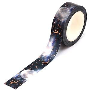 Moonlit sky washi tape, Night sky washi, Journaling supplies, Mindfulness planner, Scrapbooking supplies, Bullet journal