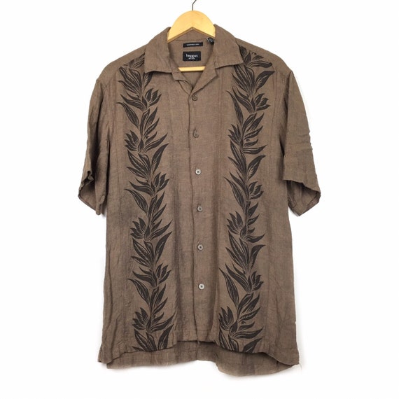 Haggar Hawaiian Linen Rayon Aloha Shirt Size M