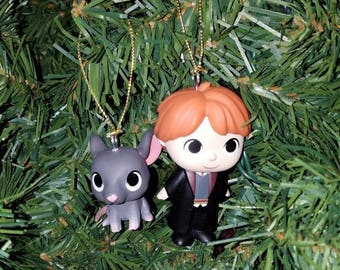 Harry Potter Christmas Ornament set Ron and Scabbers