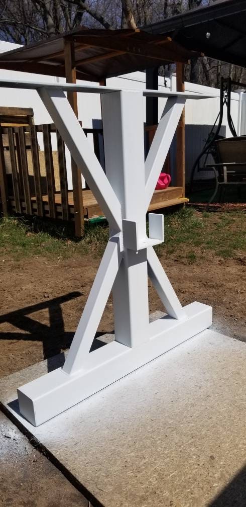 Steel Table Base, Trestle Farmhouse Metal Legs, White