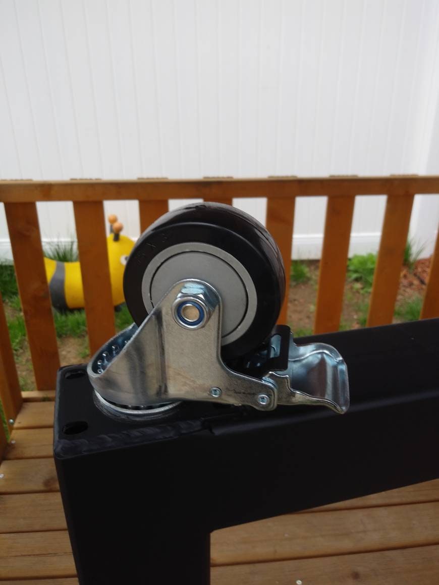 Metal table legs, Steel legs with casters, Metal legs with casters