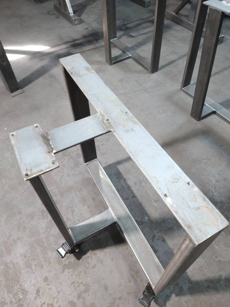 T Shaped Metal Table Base Metal Legs Casters Industrial Etsy