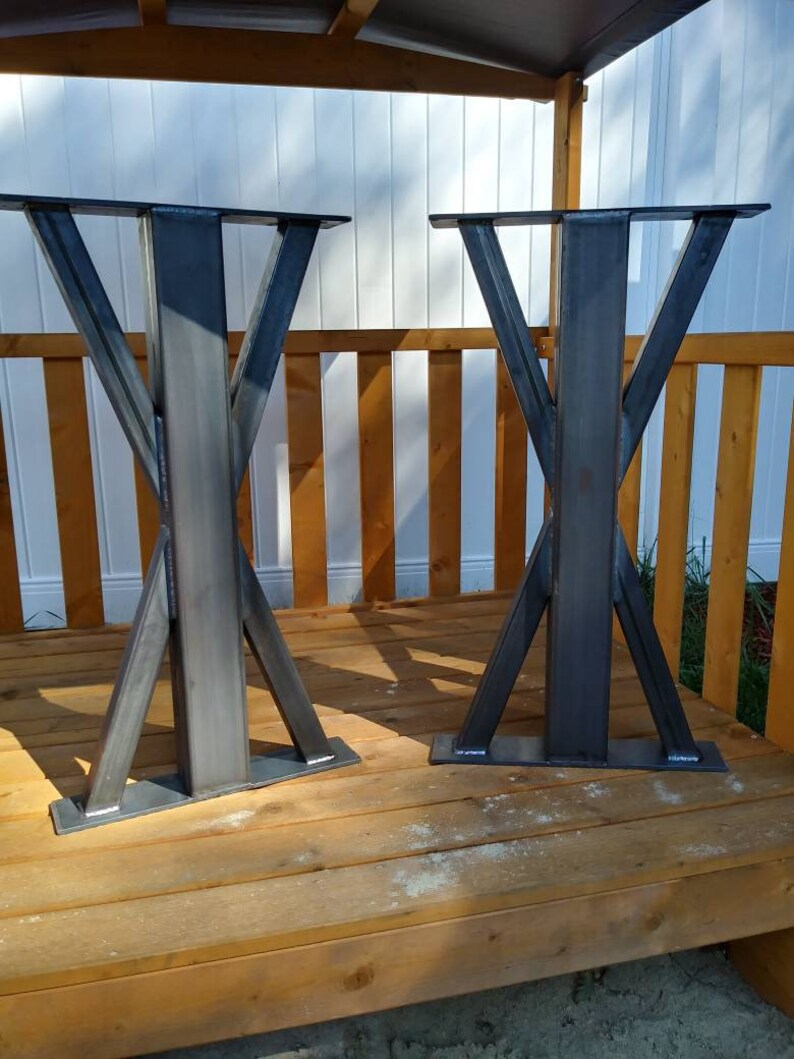 Metal Table Base Trestle Style Farmhouse Industrial End Etsy