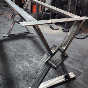 Diamond Steel Base, Metal Table Legs | Industrial & Modern