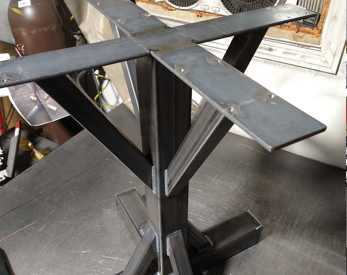 Pedestal Table Base with Levelers, Industrial Metal Base