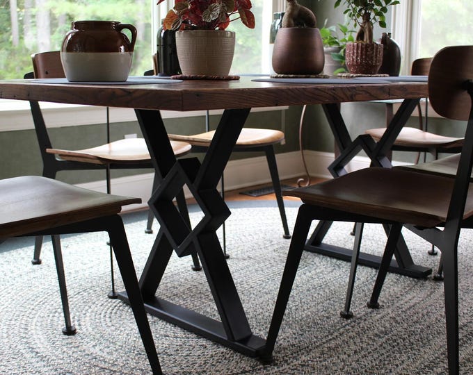 Farmhouse steel base, Metal Table Legs, Diamond Steel Metal Legs