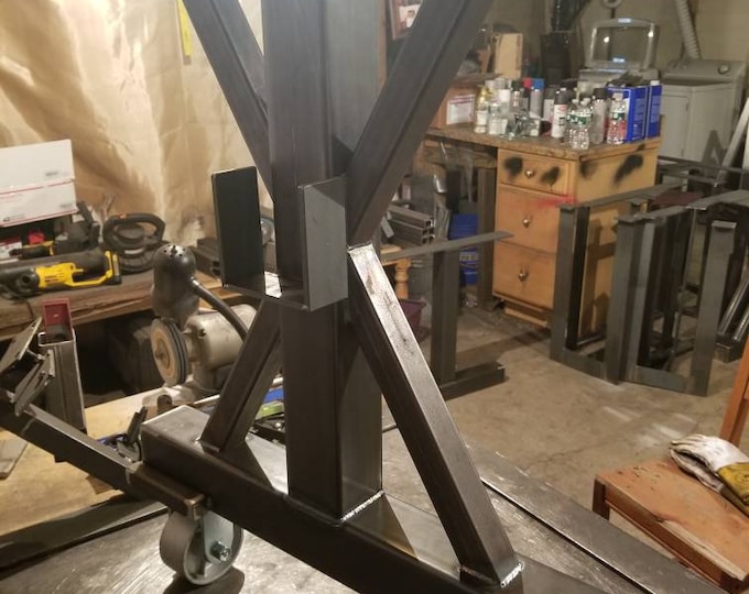 Metal Table Legs, Metal Steel Table Base, Metal legs with Casters, Farmhouse Table Legs