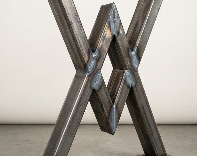 Industrial Steel Table Legs, 1"x2" Rectangular Tube Dining Base, Desk Legs (Set of 2)