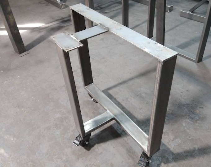 T Shaped Metal Table Base, Metal Legs Casters, Industrial Heavy Duty Base